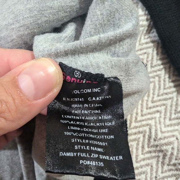 Volcom Vintage Black Knit Cardigan with Logo - Picture 3 of 9